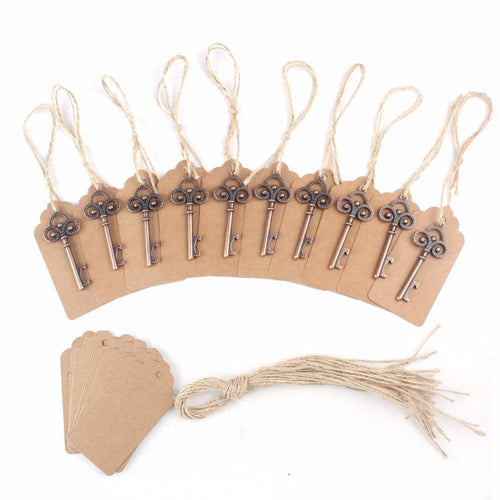 50pcs Wedding Souvenirs Skeleton Bottle Opener + Tags