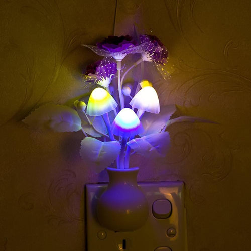 Lovely Colorful LED Lilac Night Light Lamp Mushroom Romantic Lilac Night Lighting For Home Art Decor Illumination US/EU Plug