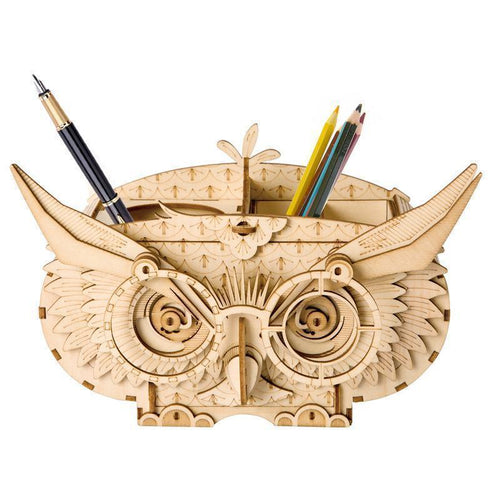 3D Wooden Puzzle Creative Owl Box Wood Pen Pencil Container Holder Wooden Craft Kits Brain Teaser 3D Wood Puzzle for Kids Adults Best Birthday Gifts