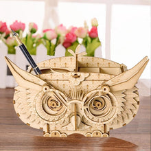 Load image into Gallery viewer, 3D Wooden Puzzle Creative Owl Box Wood Pen Pencil Container Holder Wooden Craft Kits Brain Teaser 3D Wood Puzzle for Kids Adults Best Birthday Gifts