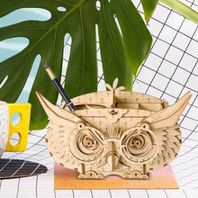 Load image into Gallery viewer, 3D Wooden Puzzle Creative Owl Box Wood Pen Pencil Container Holder Wooden Craft Kits Brain Teaser 3D Wood Puzzle for Kids Adults Best Birthday Gifts