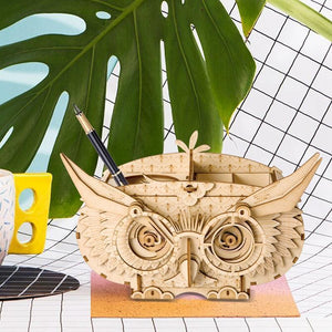 3D Wooden Puzzle Creative Owl Box Wood Pen Pencil Container Holder Wooden Craft Kits Brain Teaser 3D Wood Puzzle for Kids Adults Best Birthday Gifts